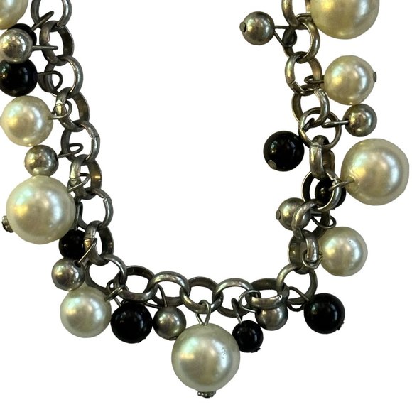 Womens Necklace Jewelry 10.25" Choker Faux Pearl Beads White Black Grey Costume - Picture 6 of 16